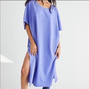 Free People Cozy Girl Tee Dress Lightweight oversized slits pockets size large